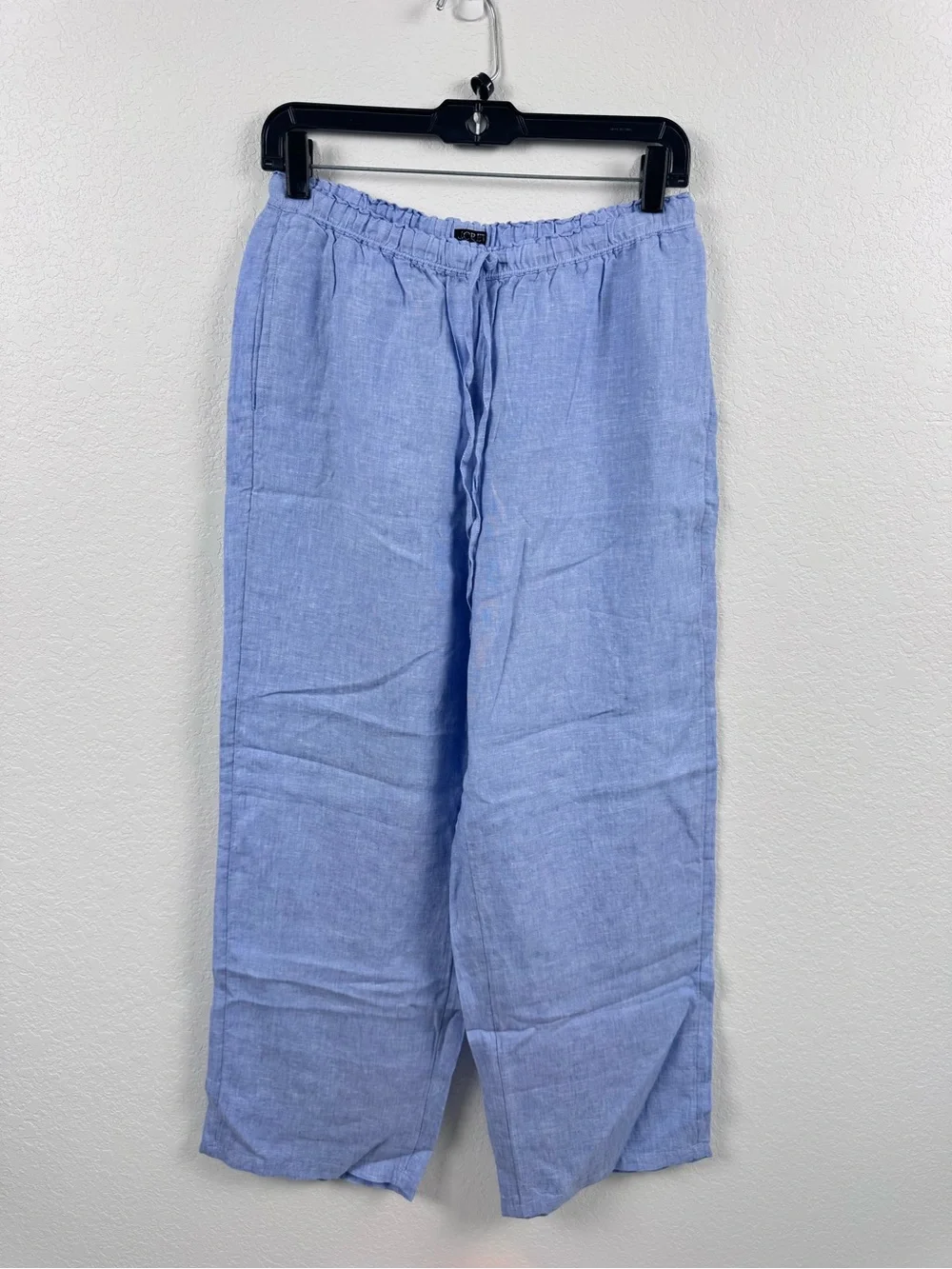 J. Crew Soleil Pants Blue Drawstring Wide-Leg Linen